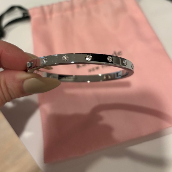 Kate Spade Set in Stone Hinged Silver Bangle - Picture 5 of 8